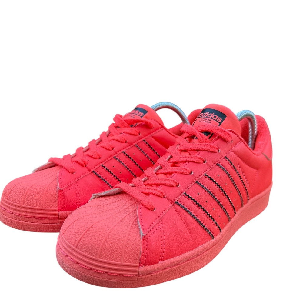 Adidas Superstar Shoes Men's 9 Red Black Stripes Trefoil Logo Casual Sneakers